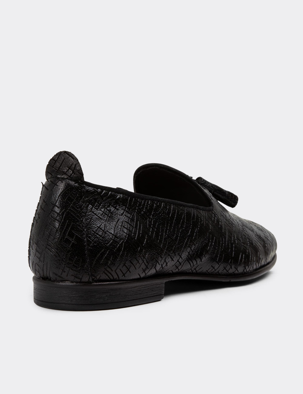 Erkek Siyah Hakiki Deri Loafer Ayakkabı - 01702MSYHC20