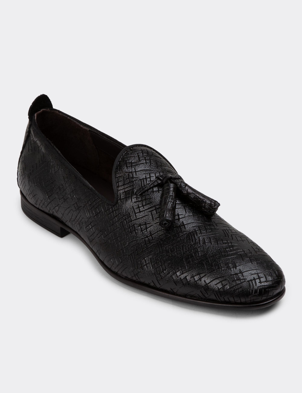 Erkek Siyah Hakiki Deri Loafer Ayakkabı - 01702MSYHC20