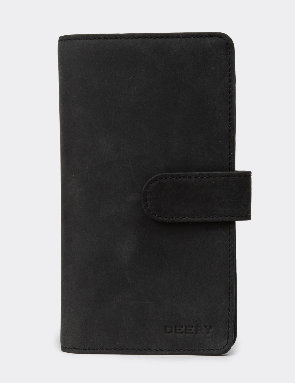 Erkek Hakiki Nubuk Siyah Telefon Bölmeli Dikey Cüzdan - 00803MSYHZ01