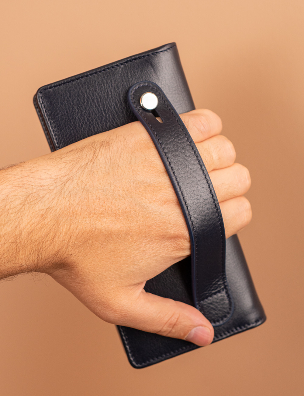 Erkek Lacivert Hakiki Deri Telefon Bölmeli Cüzdan - 00804MLCVZ02