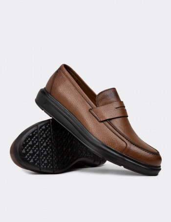 Hakiki Deri Kahverengi Erkek Loafer - 01564MKHVP03