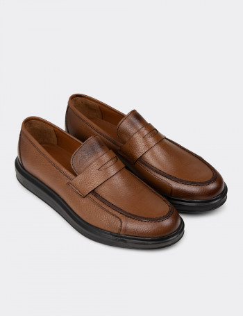 Hakiki Deri Kahverengi Erkek Loafer - 01564MKHVP03
