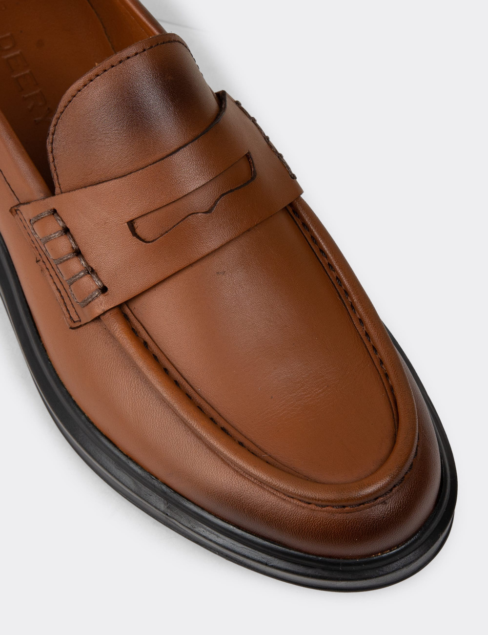 Erkek Hakiki Deri Taba Renk Loafer Ayakkabı - 02000MTBAP01