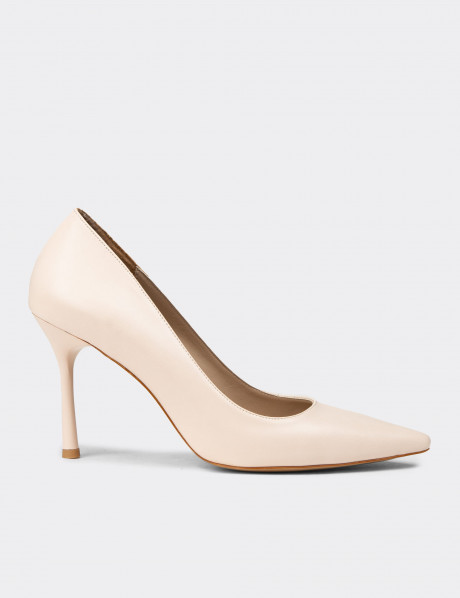 Kadın Bej Stiletto Topuklu Ayakkabı