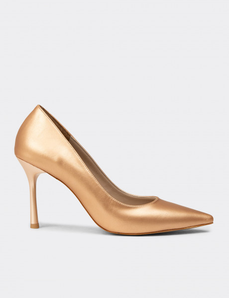 Kadın Bronz Stiletto Topuklu Ayakkabı