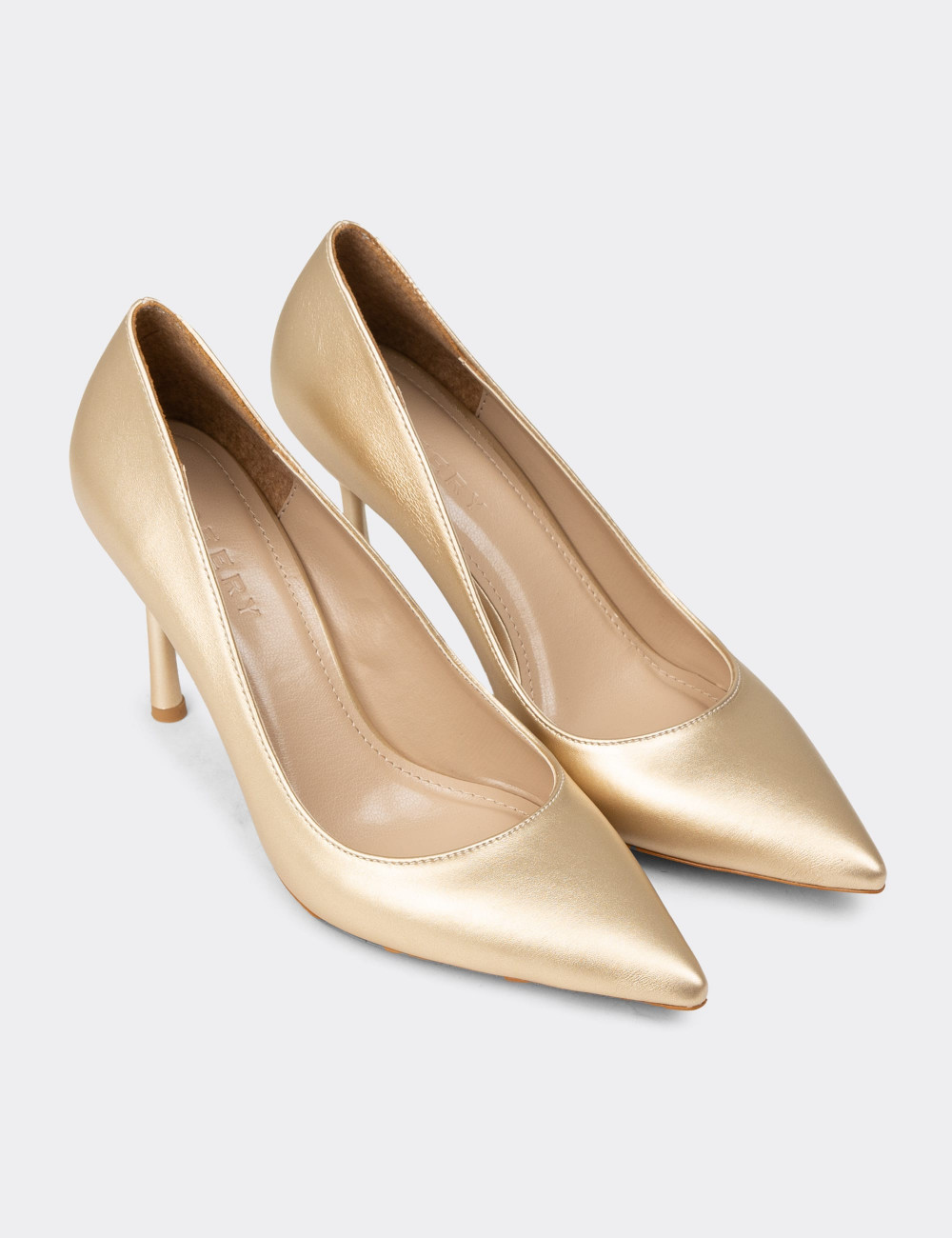 Kadın Altın Rengi Stiletto Topuklu Ayakkabı - P4539ZALTM01