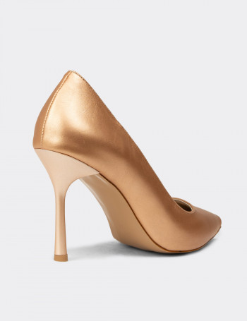 Kadın Bronz Stiletto Topuklu Ayakkabı - P4539ZBKRM01