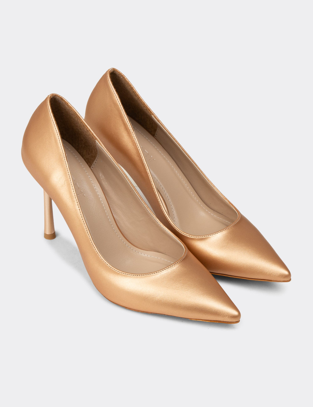 Kadın Bronz Stiletto Topuklu Ayakkabı - P4539ZBKRM01