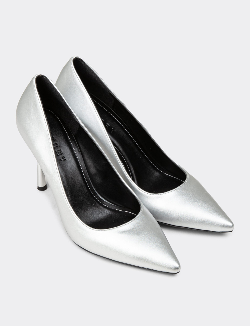 Kadın Gümüş Renkli Stiletto Topuklu Ayakkabı - P4539ZGMSM01