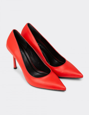 Kadın Nar Çiçeği Renk Stiletto Topuklu Ayakkabı - P4539ZNACM01