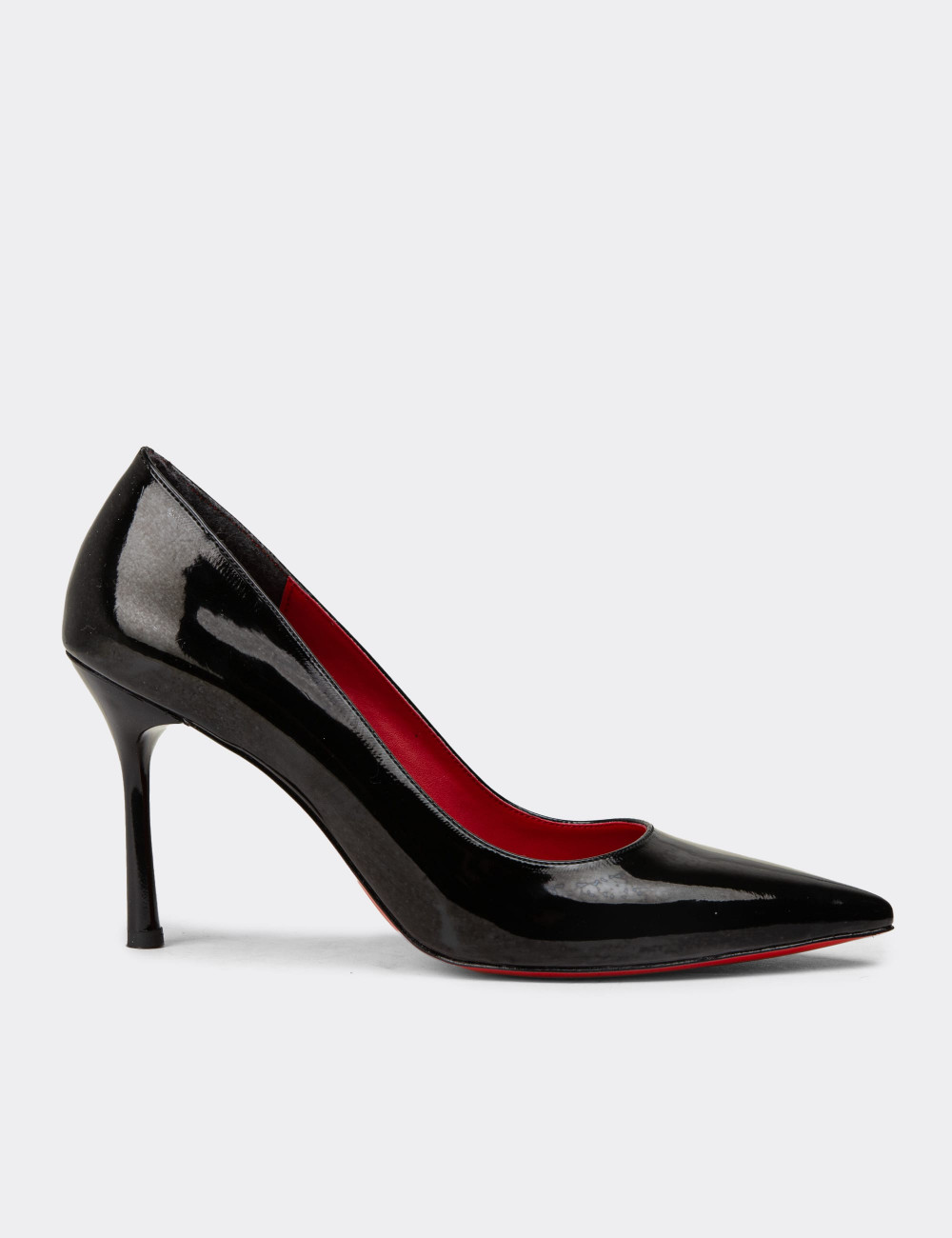 Kadın Rugan Siyah Stiletto Topuklu Ayakkabı - P4539ZSYHM01