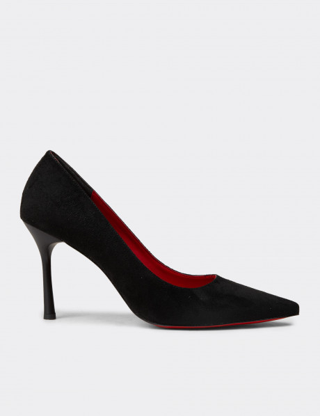 Kadın Siyah Süet Stiletto Topuklu Ayakkabı
