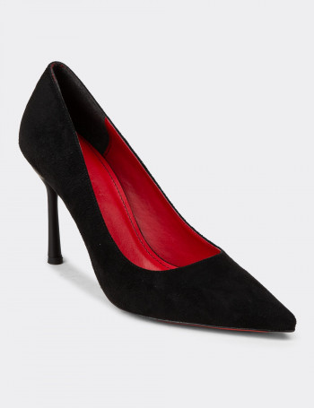 Kadın Siyah Süet Stiletto Topuklu Ayakkabı