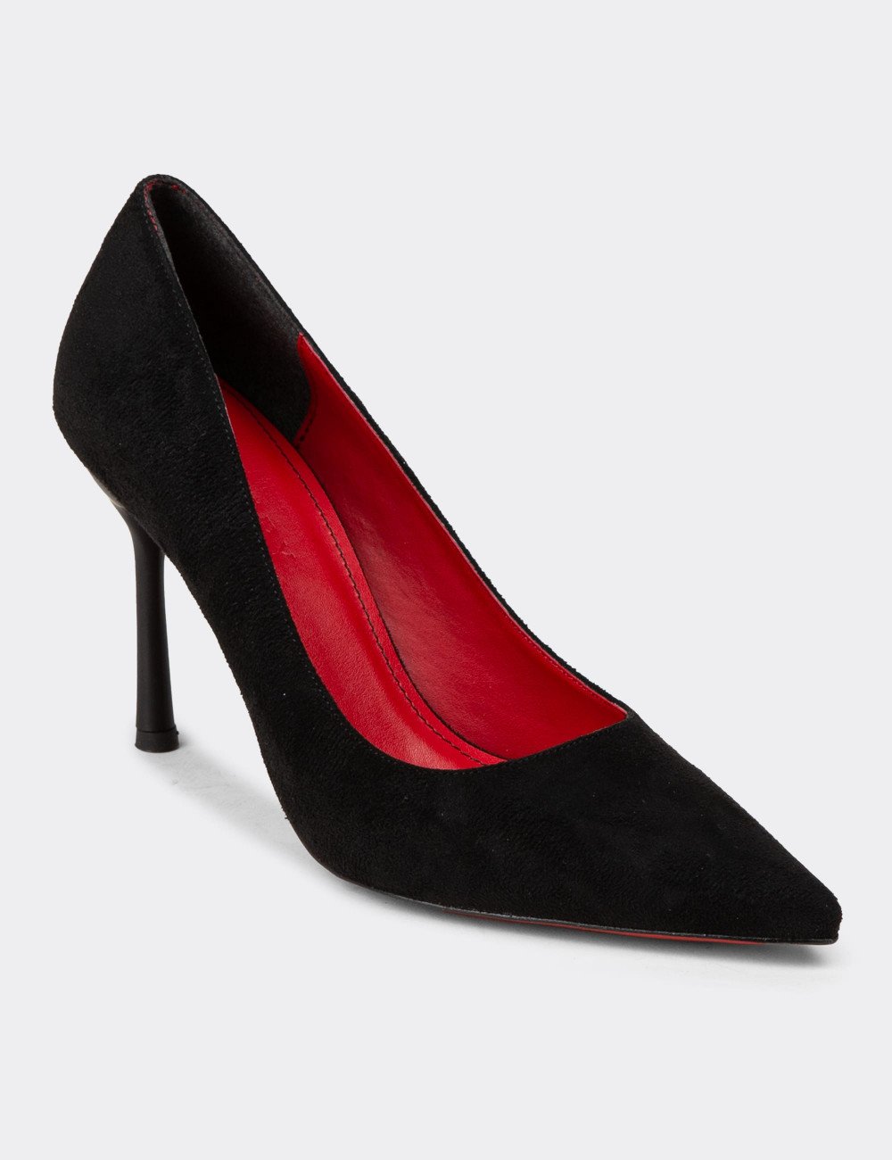 Kadın Siyah Süet Stiletto Topuklu Ayakkabı - P4539ZSYHM03