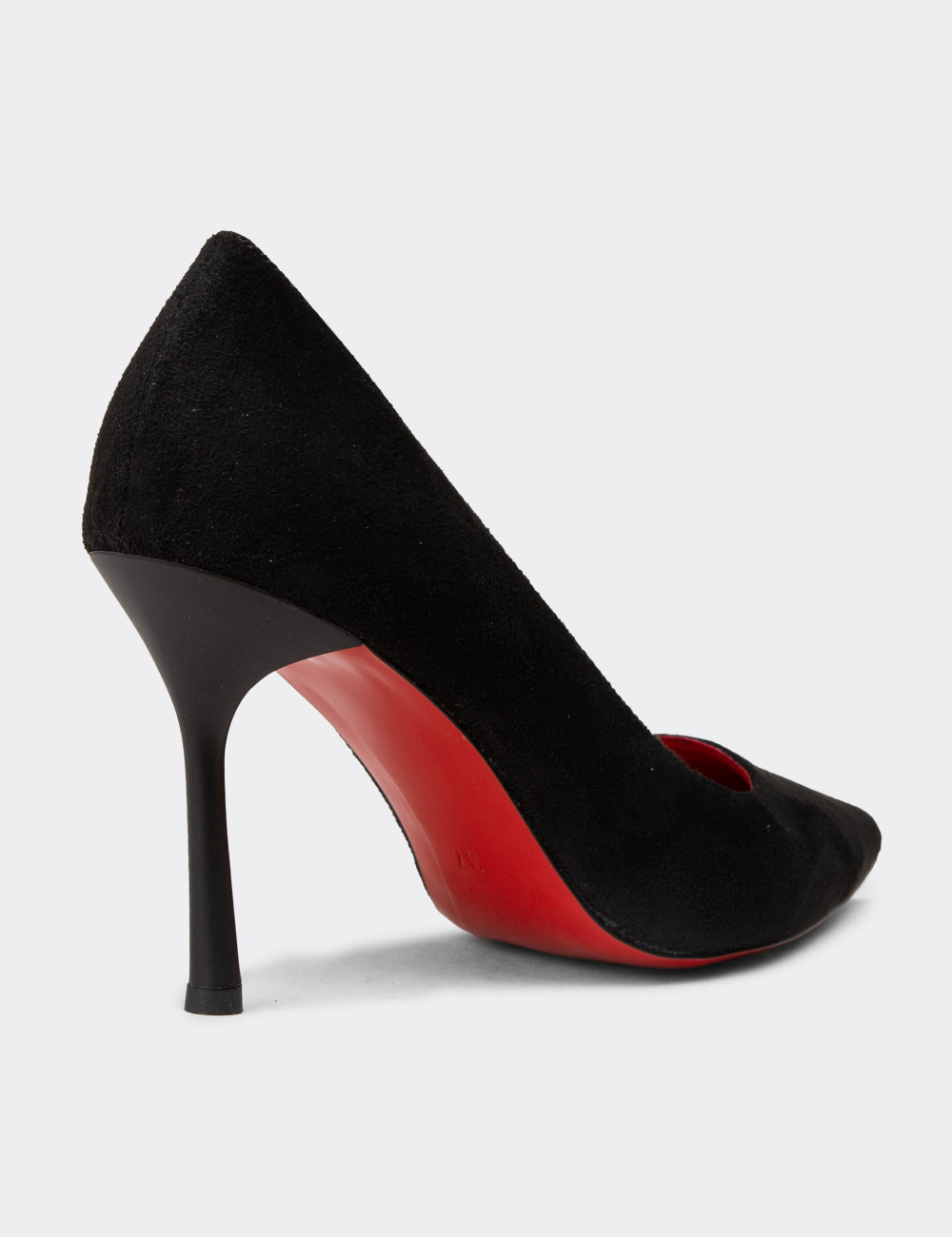 Kadın Siyah Süet Stiletto Topuklu Ayakkabı - P4539ZSYHM03