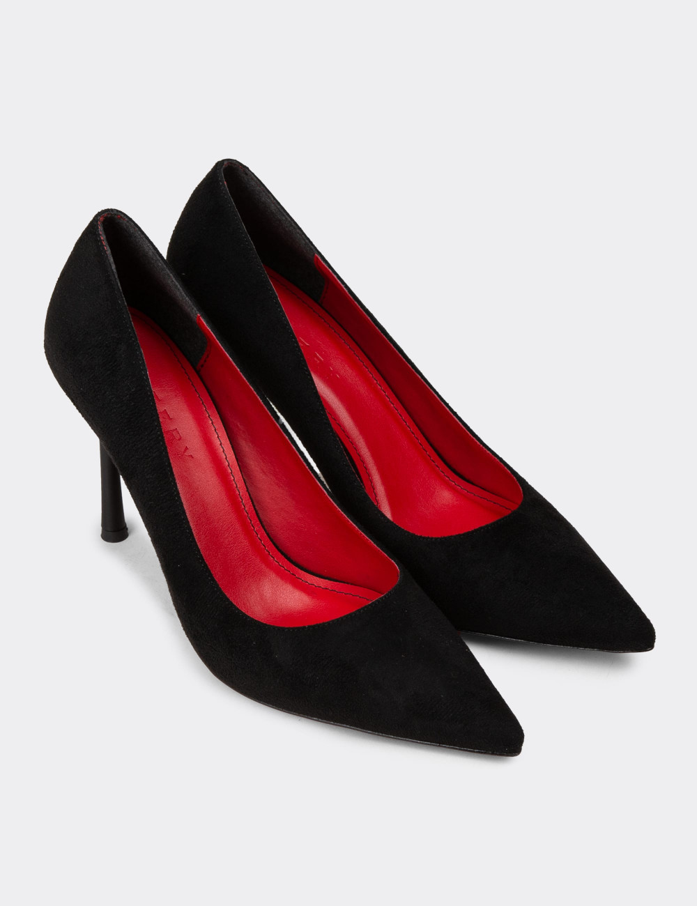 Kadın Siyah Süet Stiletto Topuklu Ayakkabı - P4539ZSYHM03
