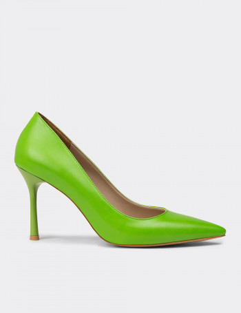 Kadın Yeşil Stiletto Topuklu Ayakkabı - P4539ZYSLM01