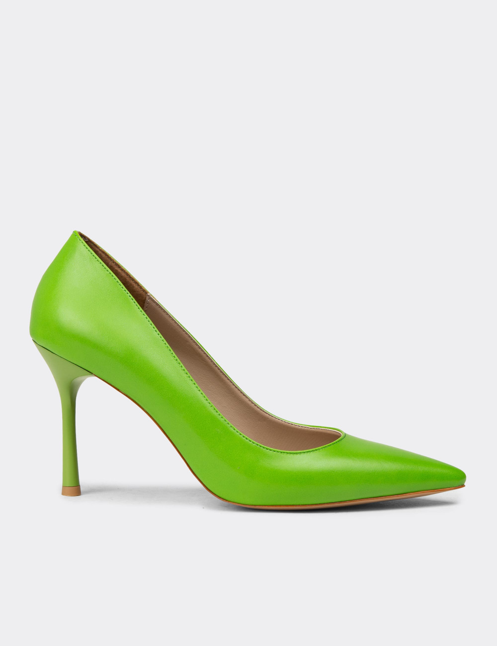 Kadın Yeşil Stiletto Topuklu Ayakkabı - P4539ZYSLM01