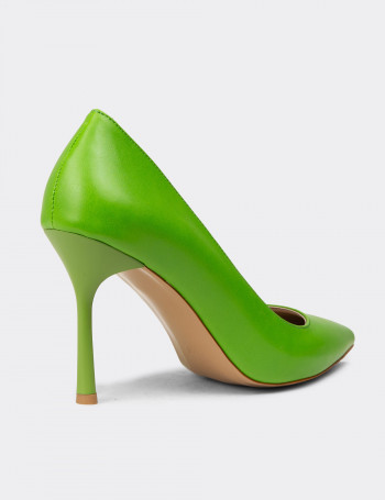 Kadın Yeşil Stiletto Topuklu Ayakkabı - P4539ZYSLM01