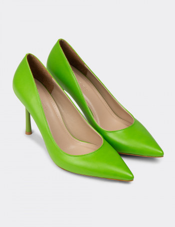 Kadın Yeşil Stiletto Topuklu Ayakkabı - P4539ZYSLM01