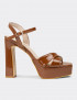 Deery Ayakkabı Deery Rugan Kadın Kahverengi Platformlu Topuklu