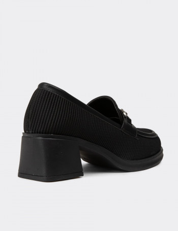 Kadın Siyah Topuklu Loafer Ayakkabı - K1463ZSYHC01