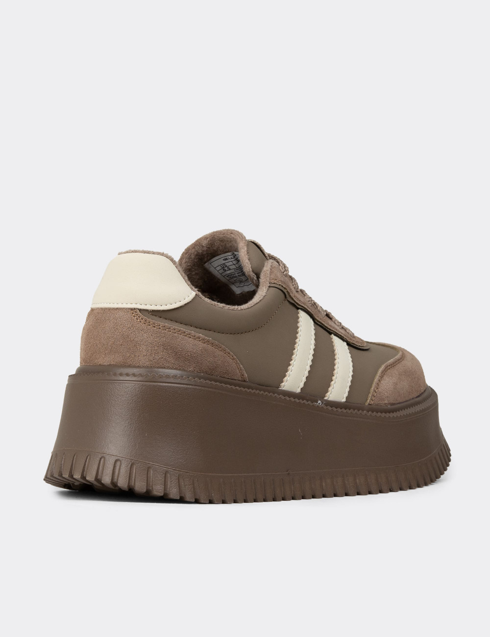 Kadın Vizon Renkli Hakiki Süet Platform Sneaker - E8031ZVZNC01