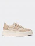 Kadın Bej Renk Sneaker Ayakkabı