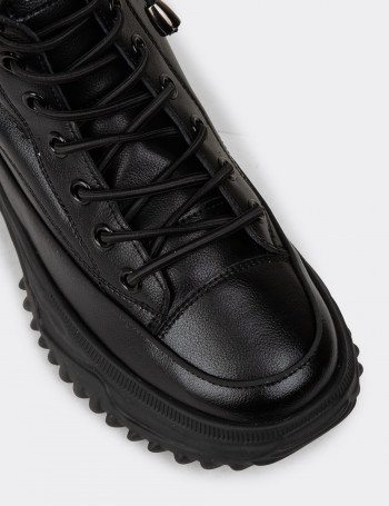 Kadın Siyah Hakiki Deri Sneaker Bot - 25310ZSYHC01