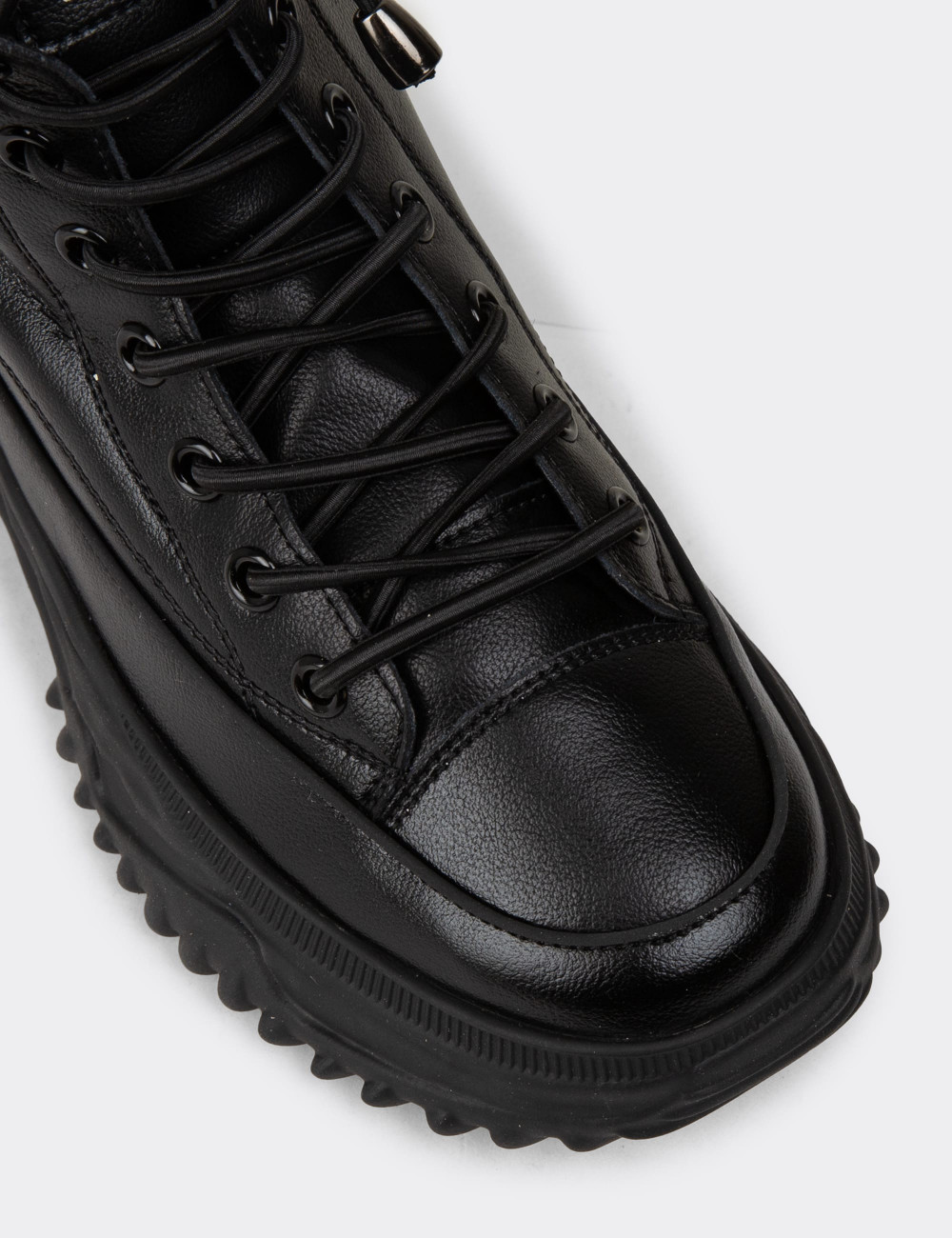 Kadın Siyah Hakiki Deri Sneaker Bot - 25310ZSYHC01