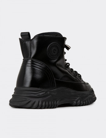 Kadın Siyah Hakiki Deri Sneaker Bot - 25310ZSYHC01