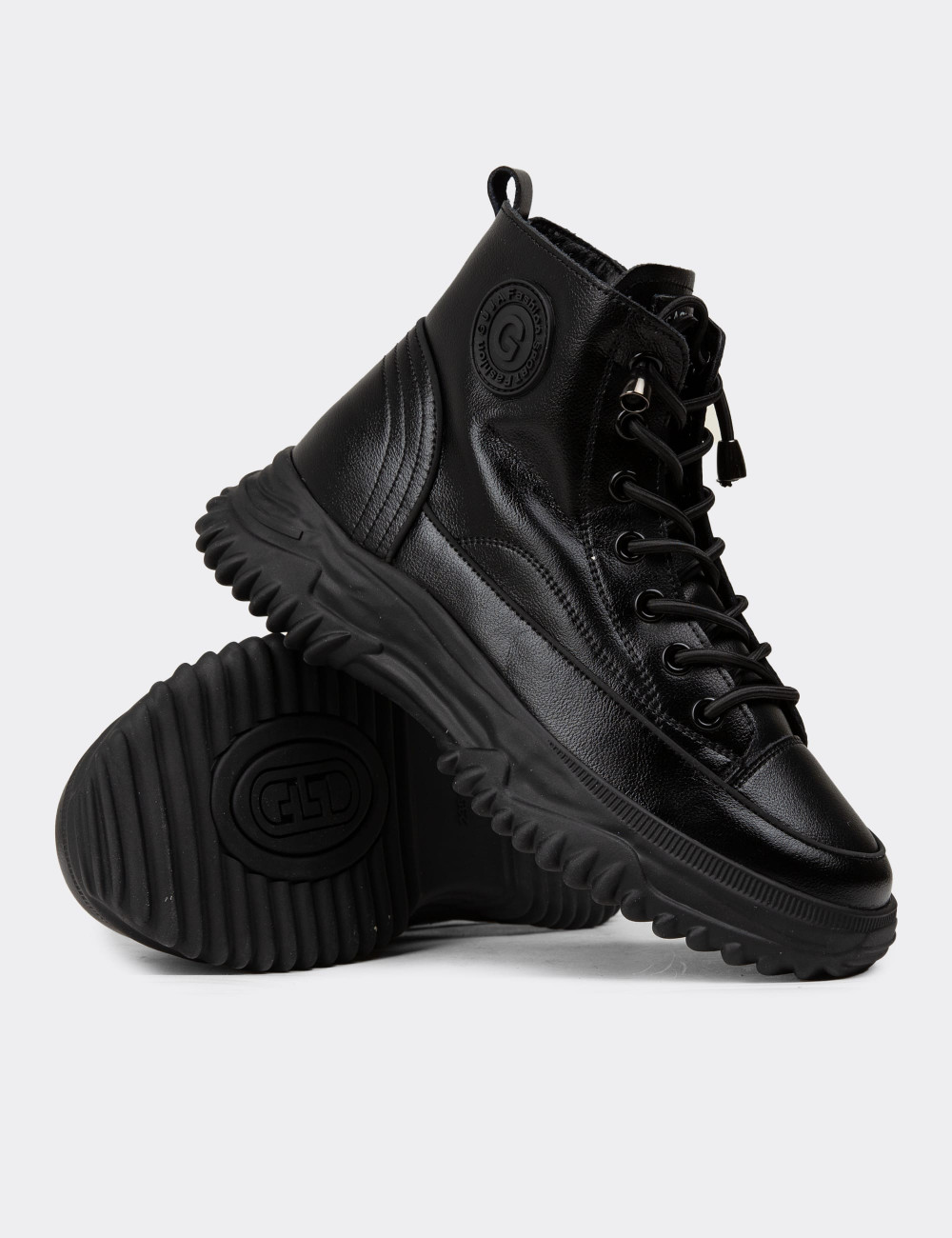 Kadın Siyah Hakiki Deri Sneaker Bot - 25310ZSYHC01
