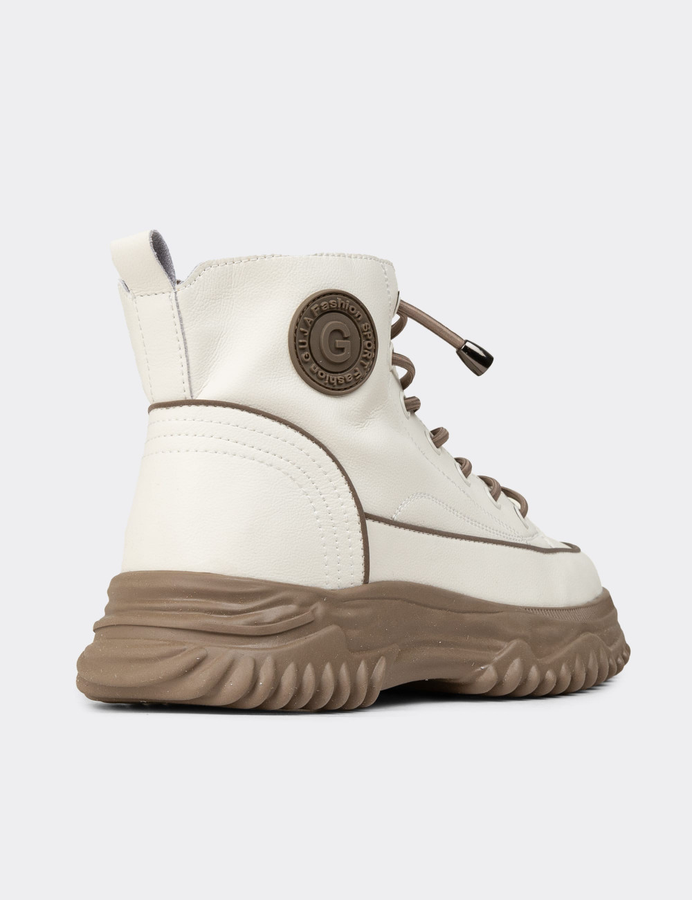 Kadın Hakiki Deri Bej Sneaker Bot - 25310ZBEJC01