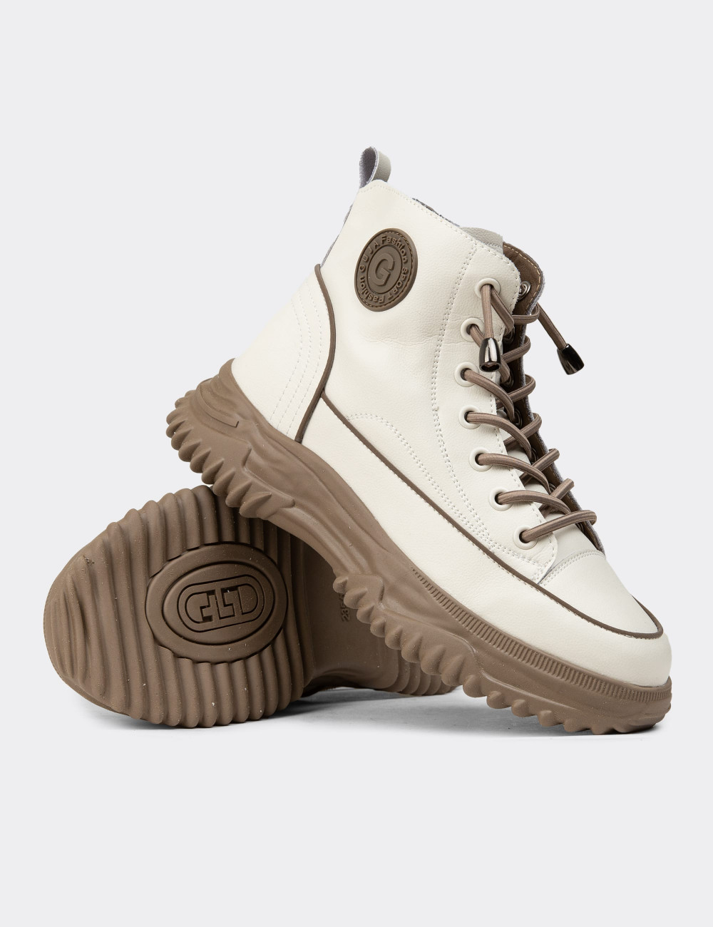 Kadın Hakiki Deri Bej Sneaker Bot - 25310ZBEJC01