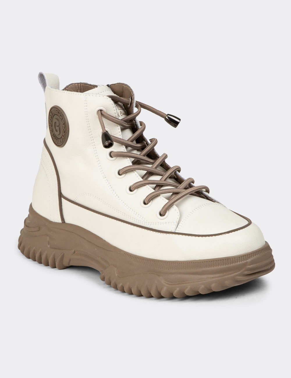 Kadın Hakiki Deri Bej Sneaker Bot - 25310ZBEJC01
