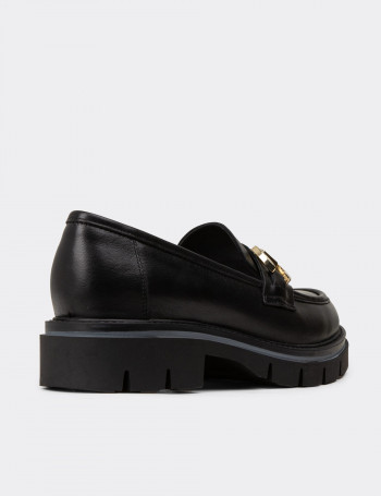 Kadın Hakiki Deri Siyah Loafer Ayakkabı - F2313ZSYHE01