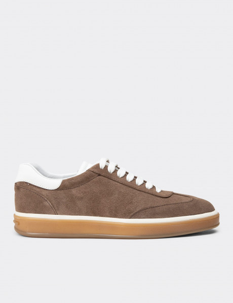 Erkek Hakiki Süet Vizon Renk Sneakers