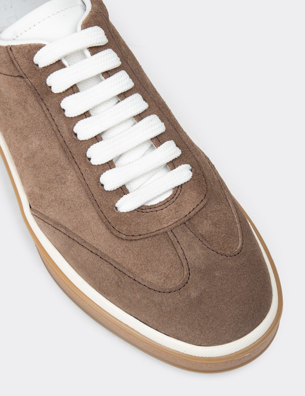 Erkek Hakiki Süet Vizon Renk Sneakers - 01997MVZNC01
