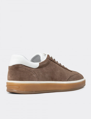 Erkek Hakiki Süet Vizon Renk Sneakers - 01997MVZNC01