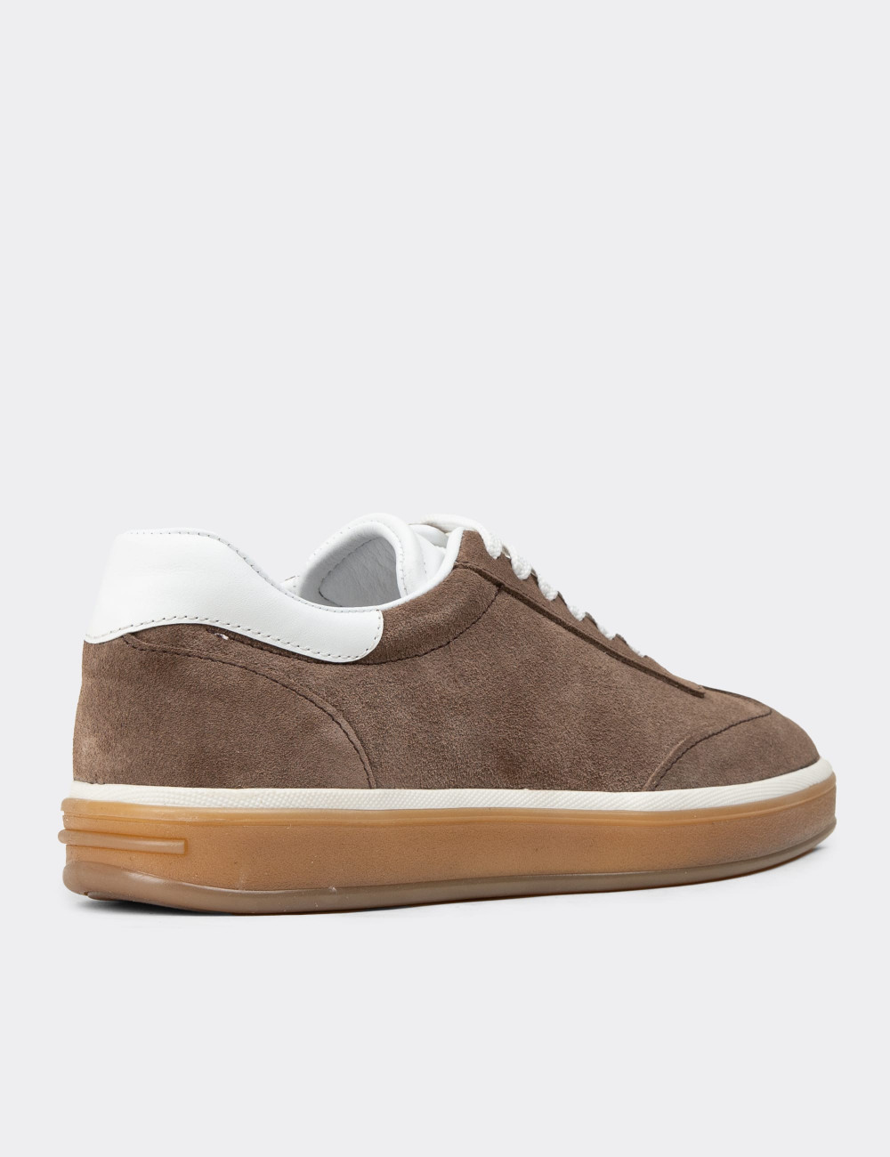 Erkek Hakiki Süet Vizon Renk Sneakers - 01997MVZNC01
