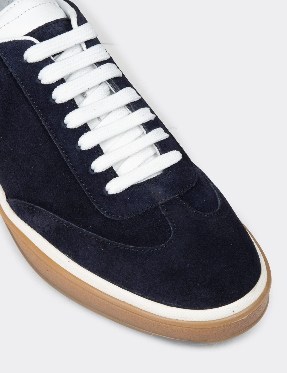Erkek Lacivert Hakiki Süet Sneaker Ayakkabı - 01997MLCVC03