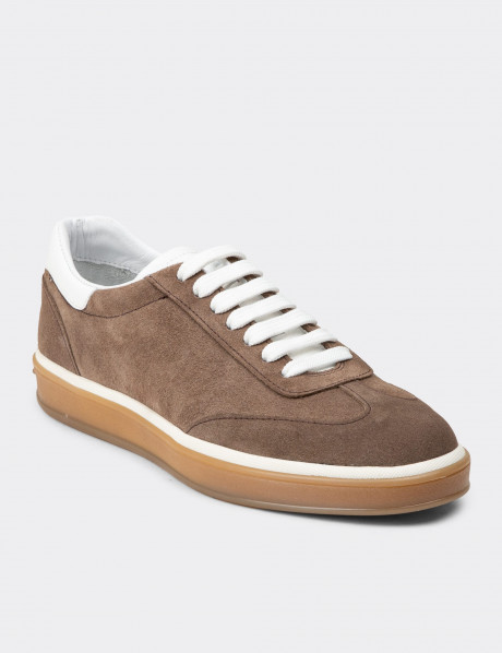 Erkek Hakiki Süet Vizon Renk Sneakers