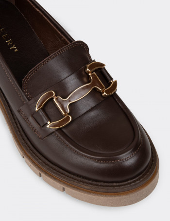 Kadın Kahverengi Hakiki Deri Loafer Ayakkabı - F2313ZKHVE01