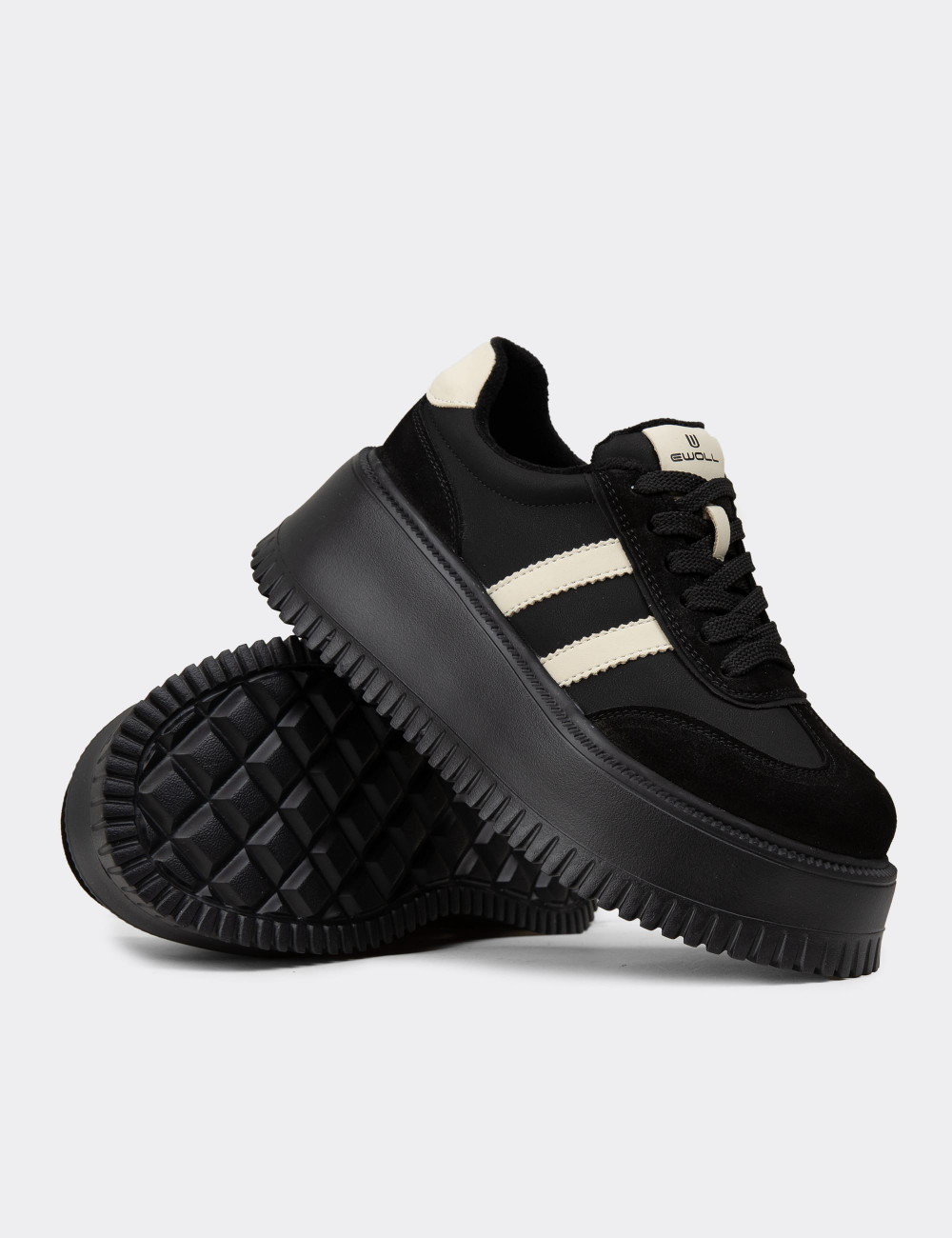 Kadın Siyah Hakiki Süet Platform Sneaker - E8031ZSYHC01