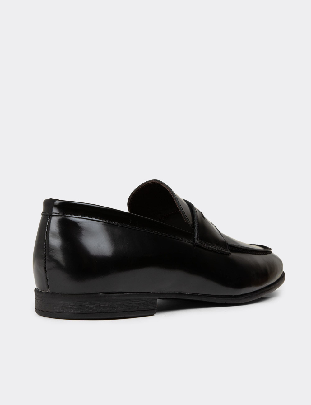 Erkek Hakiki Deri Siyah Loafer Ayakkabı - 01988MSYHC03
