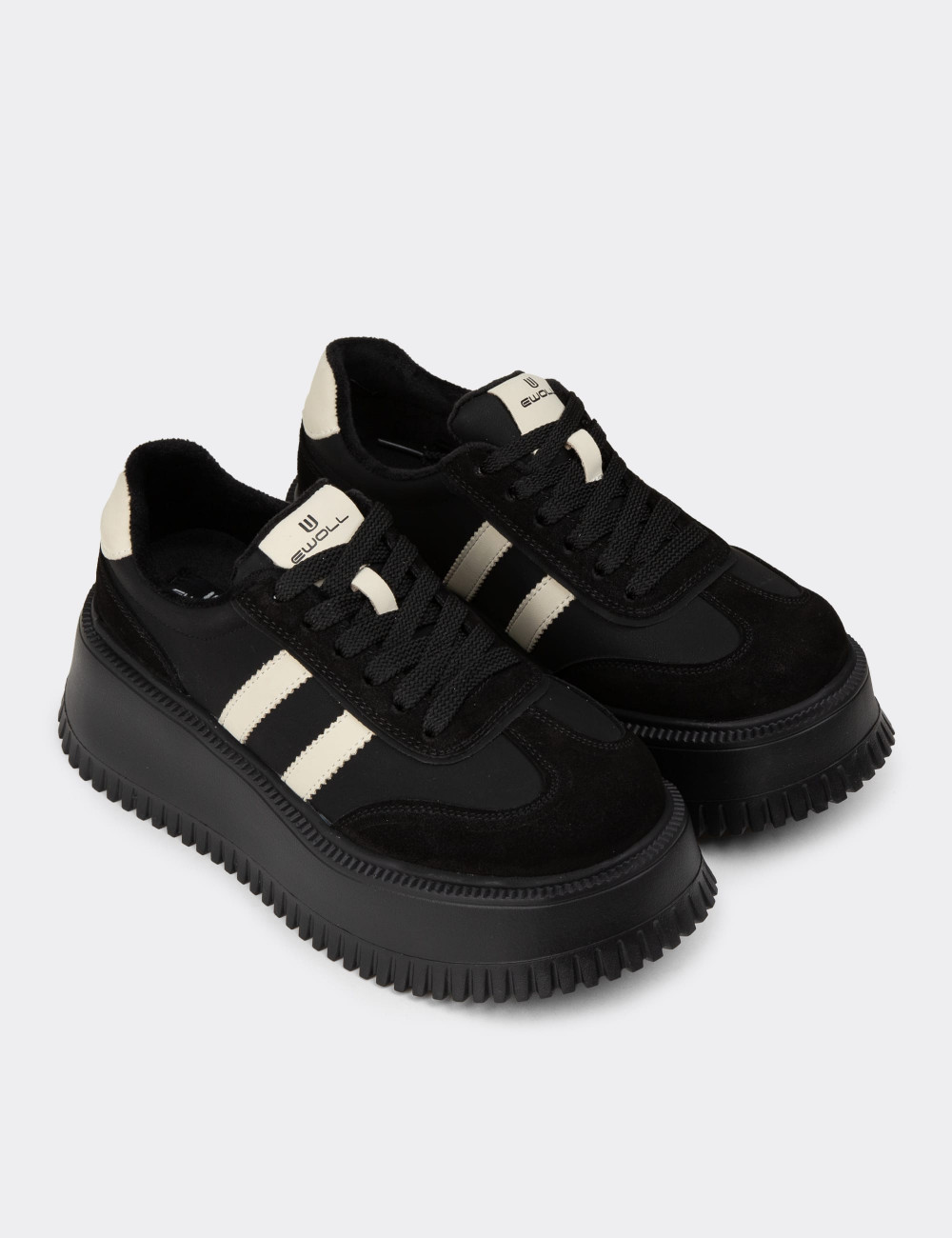 Kadın Siyah Hakiki Süet Platform Sneaker - E8031ZSYHC01