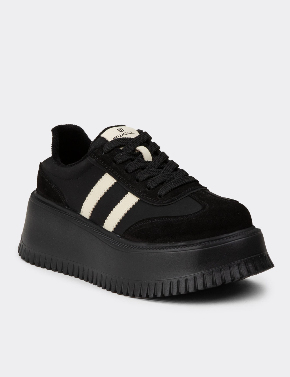 Kadın Siyah Hakiki Süet Platform Sneaker - E8031ZSYHC01