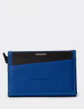Hakiki Deri Mavi Mekanizmalı Yatay Erkek Cüzdanı