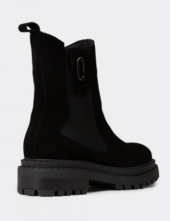 Kadın Hakiki Süet Siyah Bot - 61821ZSYHC01