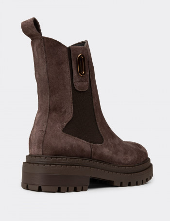 Kadın Hakiki Süet Kahverengi Bot - 61821ZKHVC03